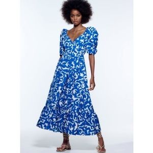 ZARA Printed Poplin dress Blue/White.